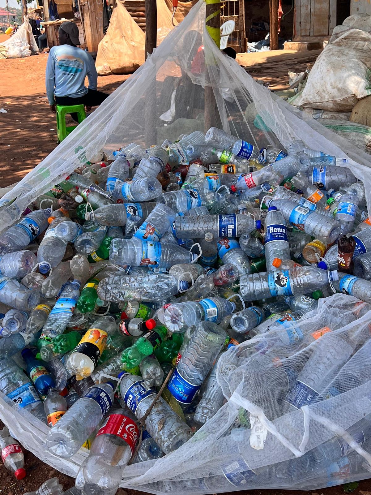 PET bottles collected for recycling